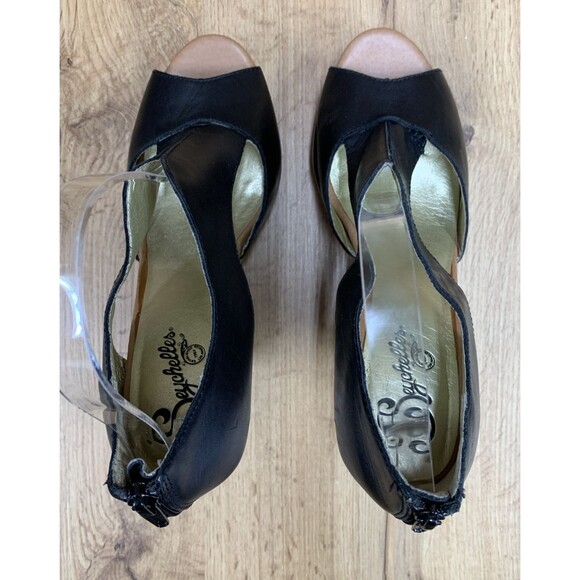 Seychelles Women's Wedge Platform Shoes Black Leather Back Zip Open Toe Size  9 - Picture 13 of 16